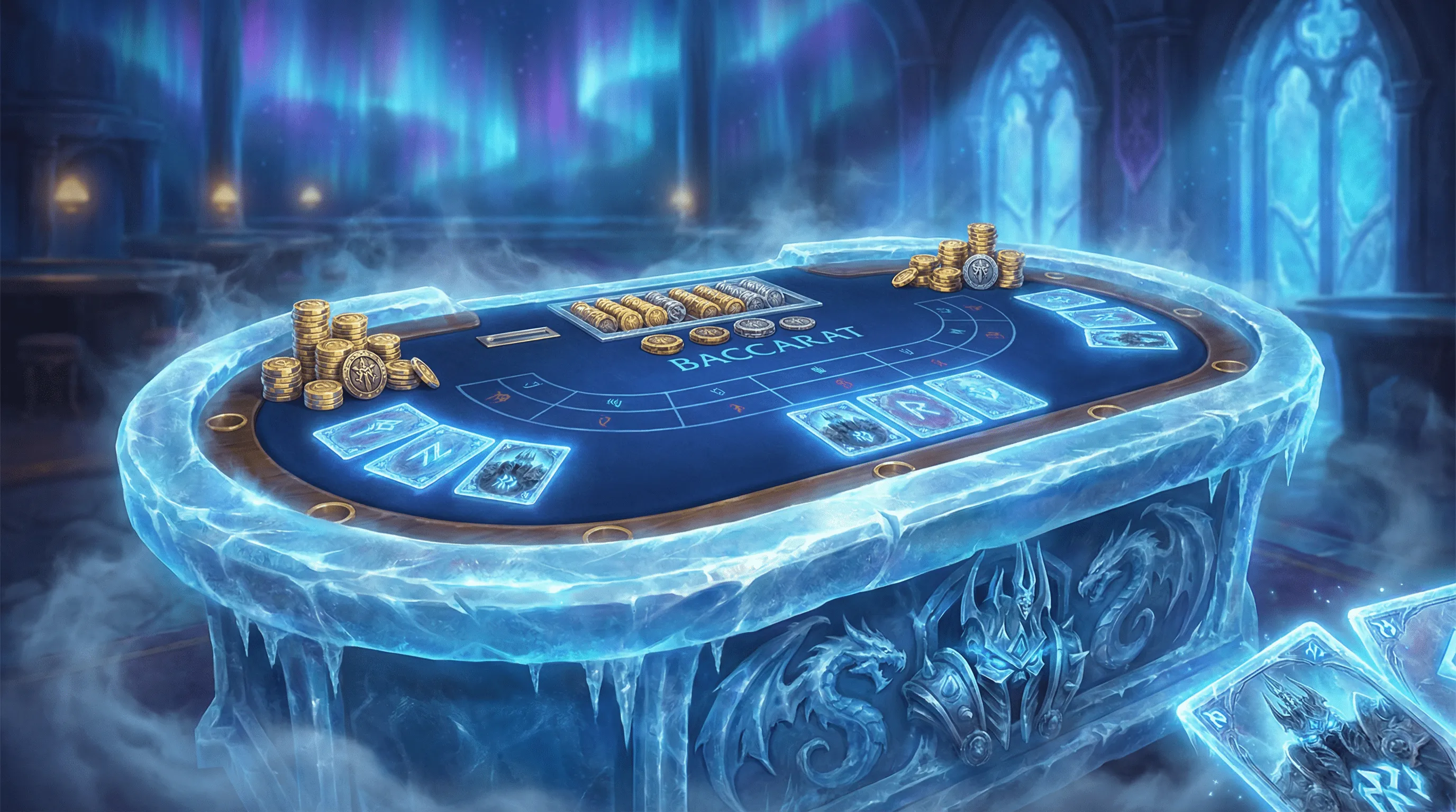 Mesa de Bacará luxuosa com cristais de gelo no pixbet
